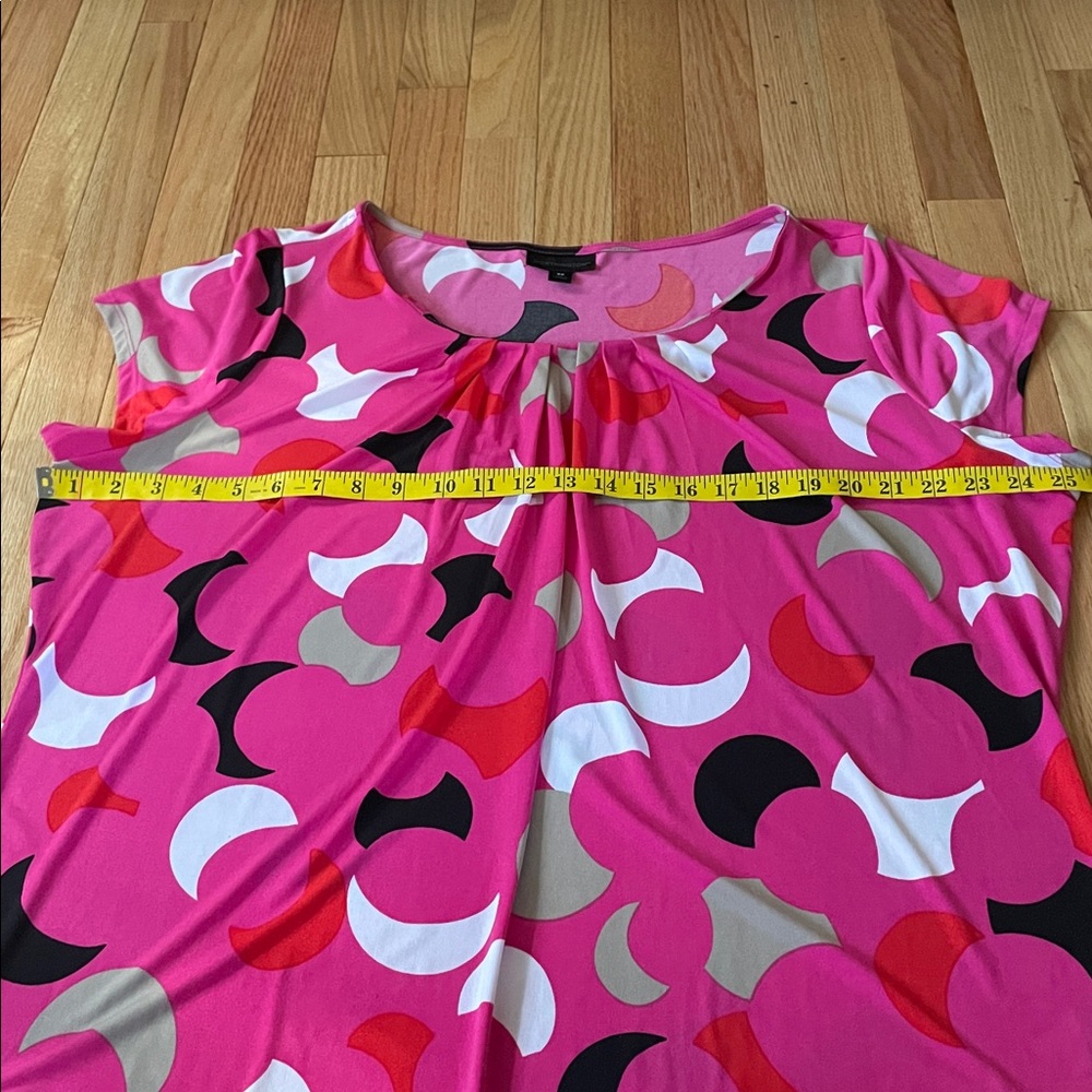 Worthington Top Womens 3X Pink Abstract Geometric Print Blouse Short Sleeve - Picture 4 of 9